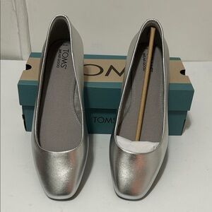 Toms Metallic Silver Loafers